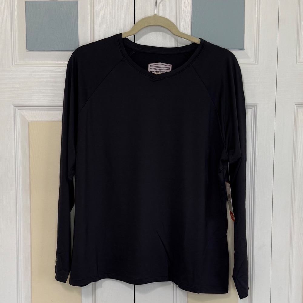 NWT Coolibar Suntect Bosun V-Neck LS Shirt Dark Gray UPF 50+ Sun Protection XL